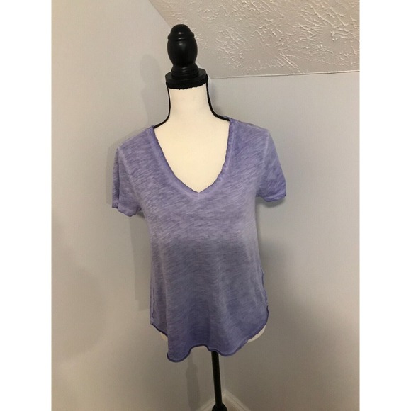 Anthropologie Maeve Arista V-Neck Purple Short-Sleeve T-Shirt - Size Extra Small - Picture 2 of 10